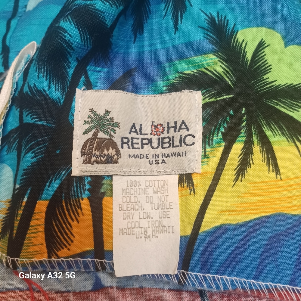 Vintage Aloha Republic SZ M Tropical Blue Sleeveless Dress Made Hawaii Summer - Picture 14 of 15